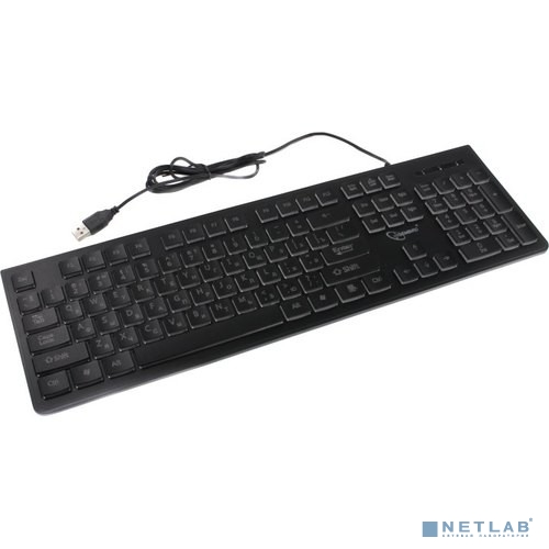 Клавиатура Gembird KB-250L {с подсветкой, USB, черный, 104 клавиши, подсветка Rainbow, кабель 1.5м}