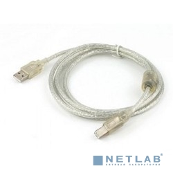 Cablexpert Кабель USB 2.0 Pro, AM/BM, 0,75м, экран, 2 феррит.кольца, прозрачный (CCF-USB2-AMBM-TR-0.75M)