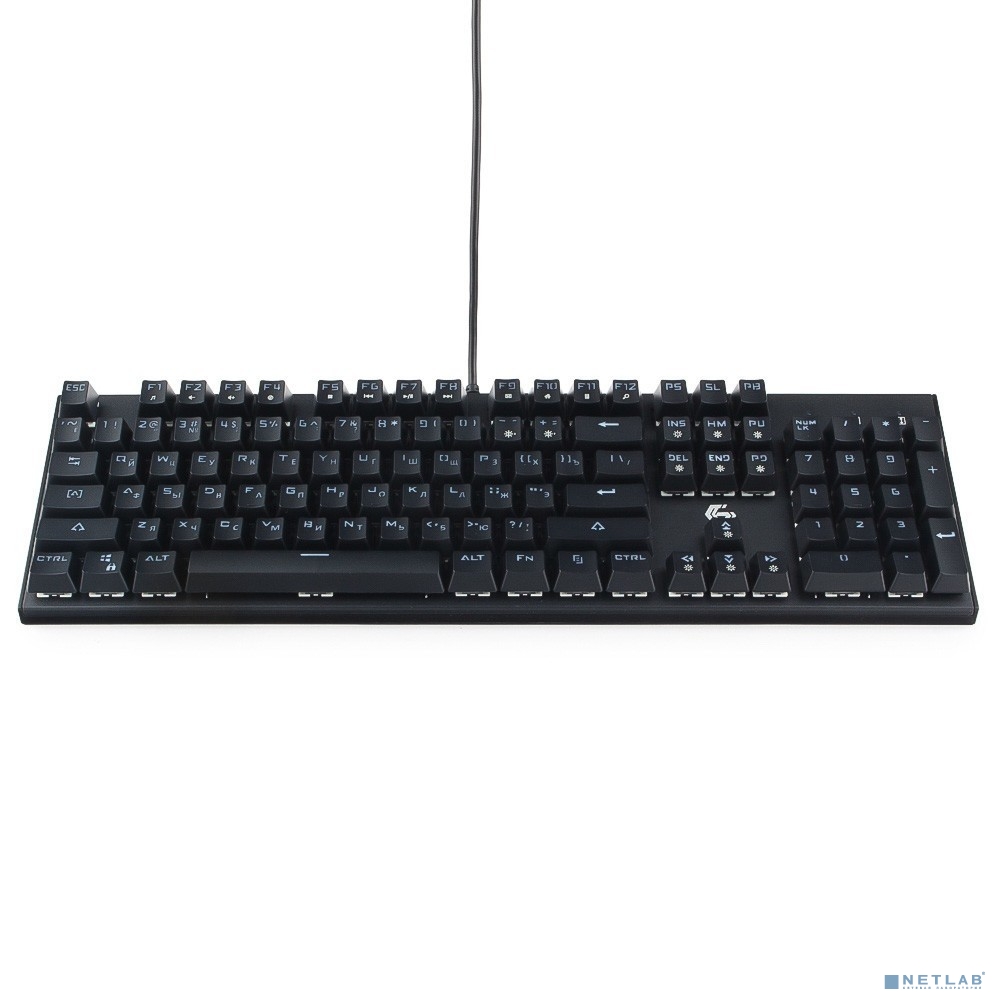 Клавиатура игровая Gembird KB-G550L {USB, бирюзовый металлик, переключатели Outemu Blue, 104 клавиши, подсветка 7 цветов 20 режимов, FN, кабель тканевый 1.8м}