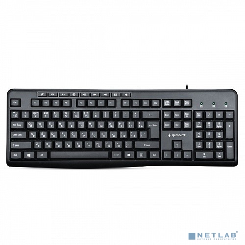 Клавиатура Gembird KB-8440M,{USB, черный, 113 клавиш, 9 кнопок управления мультимедиая, кабель 1,5м}					