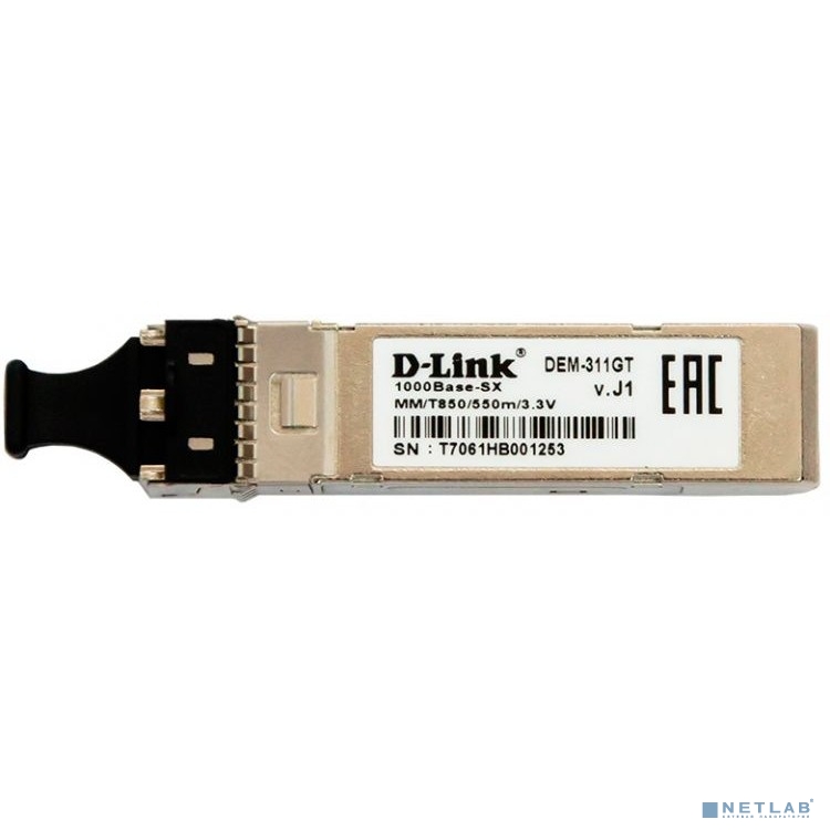D-Link 311GT/A1A OEM SFP-трансивер с 1 портом 1000Base-SX для многомодового оптического кабеля (до 550 м)