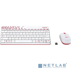 920-008212 Logitech Клавиатура + мышь MK240 Nano White-red