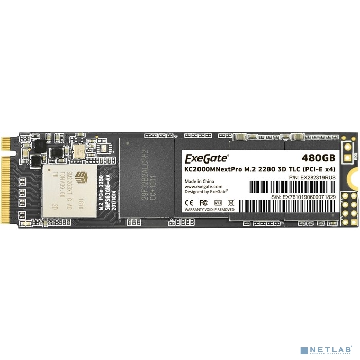 ExeGate SSD M.2 2280 480GB ExeGate NextPro KC2000TP480 (PCIe Gen3x4, NVMe, 22x80mm, 3D TLC)