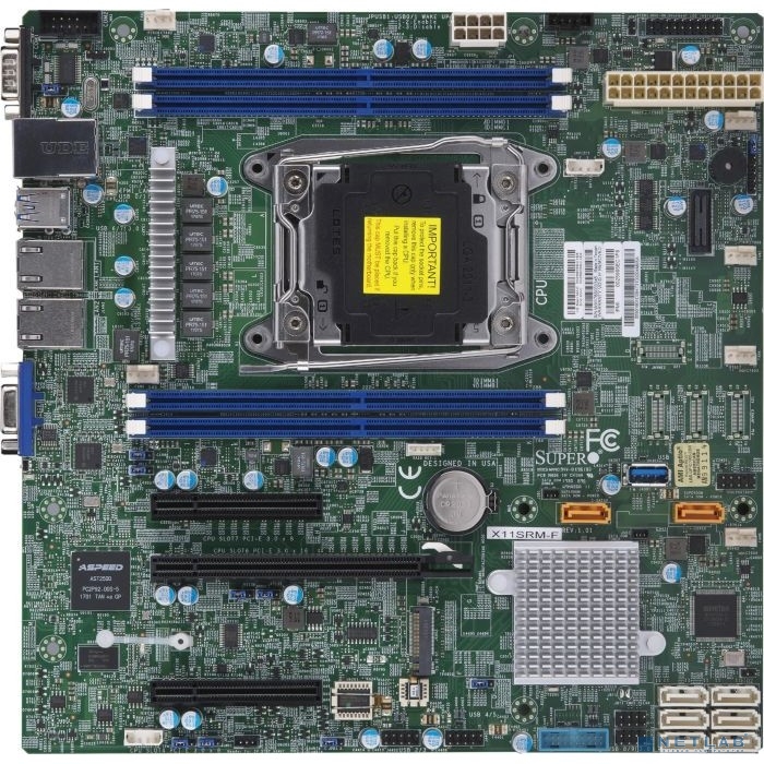 SuperMicro MBD X11SRM F B {1x Intel Xeon Processor W family, Socket FCBGA2066, 4x 288 pin DDR4 DIMM slots, 2x i210 Gigabit Ethernet Controller, Intel C422 controller for 8 S}