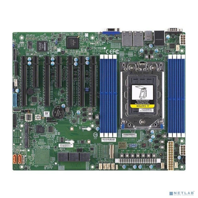 Supermicro MBD-H12SSL-i-B ATX, 8 DIMM slots, 8 SATA3, 2 M.2, 8 SATA3 or 2 NVMe via single SlimSAS x8, 2 Gigabit Ethernet LAN Ports, ASPEED AST2500 BMC graphics, 7 PWM 4-pin Fans OEM