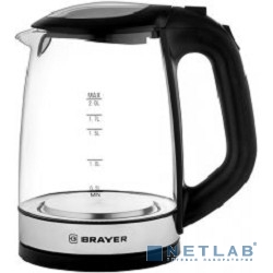 BRAYER 1040BR-BK Чайник электрический   ,2220Вт,  2 л, стекл., черный