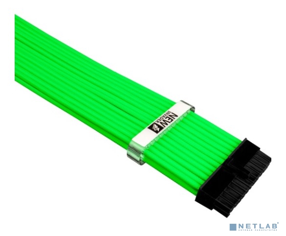 Комплект кабелей-удлинителей для БП 1STPLAYER NGE-001 / 1x24pin ATX, 2xP8(4+4)pin EPS, 2xP8(6+2)pin PCI-E / premium nylon / 350mm / NEON GREEN