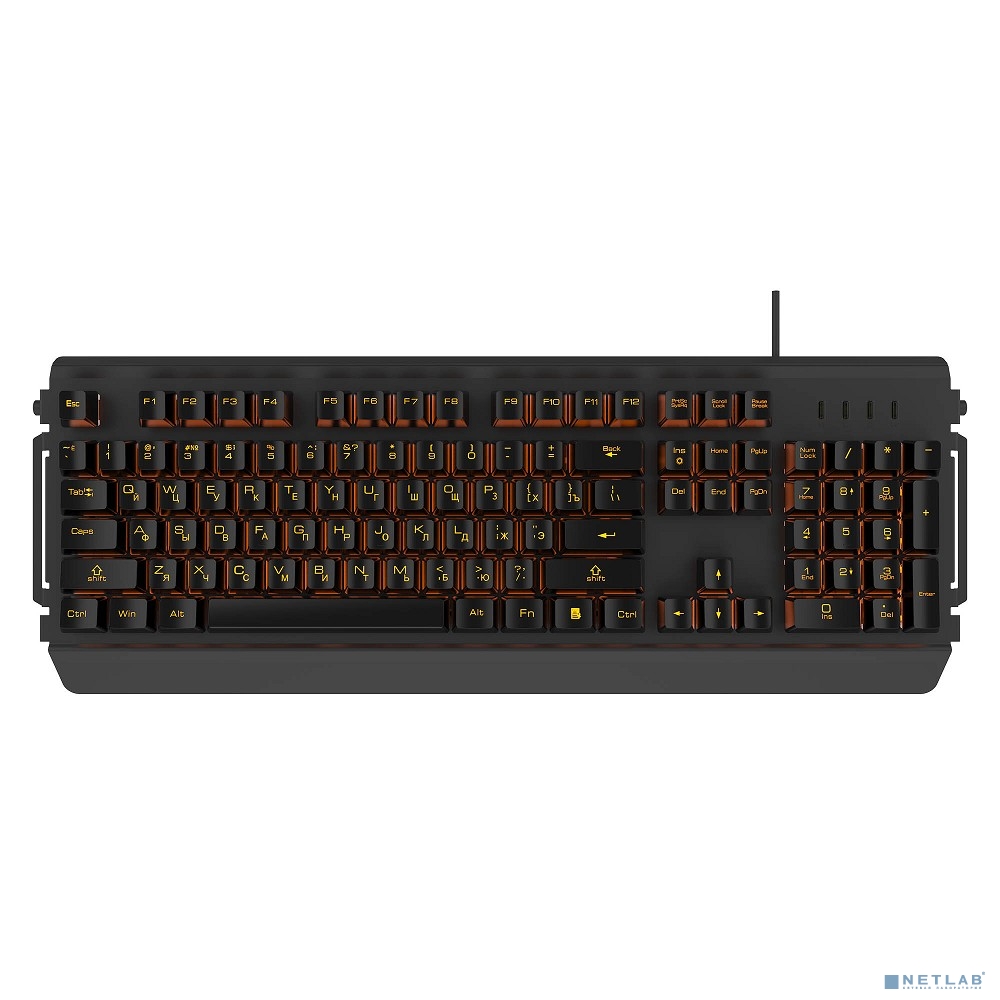 Клавиатура игровая HIPER GK-5 PALADIN Black USB {Механическая, проводная, 104кл, металл, 19кл anti-ghosting, янтарная подсветка, кабель 1.8м}