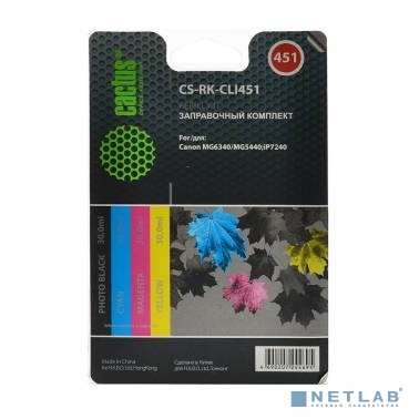 Cactus CS-RK-CLI451 Заправочный набор для Canon MG6340/5440/IP7240, многоцветный, 120мл