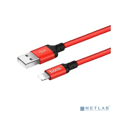 HOCO HC-62837 X14/ USB кабель Lightning/ 1m/ 2A/ Нейлон/ Red&Black