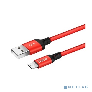 HOCO HC-62851 X14/ USB кабель Micro/ 1m/ 2A/ Нейлон/ Red&Black