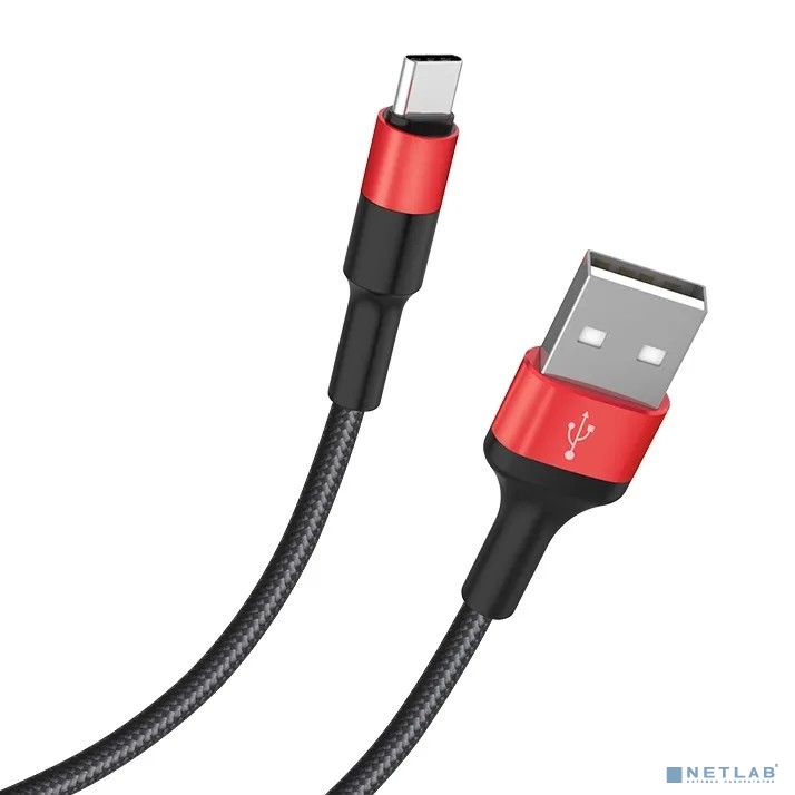 HOCO HC-80251 X26/ USB кабель Type-C/ 1m/ 2A/ Нейлон/ Black&Red