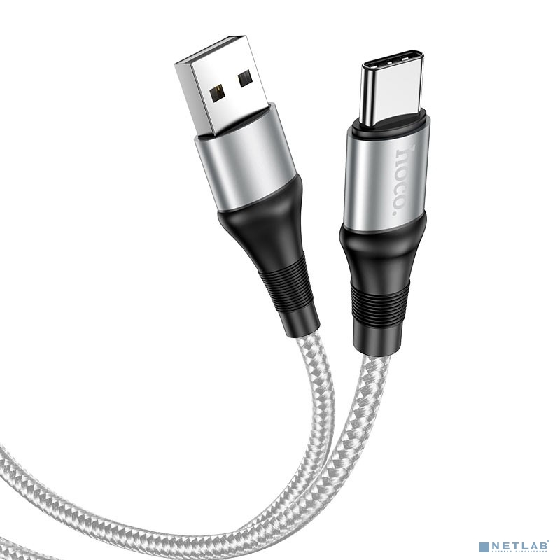 HOCO HC-34242 X50/ USB кабель Type-C/ 1m/ 2.4A/ Нейлон/ Gray