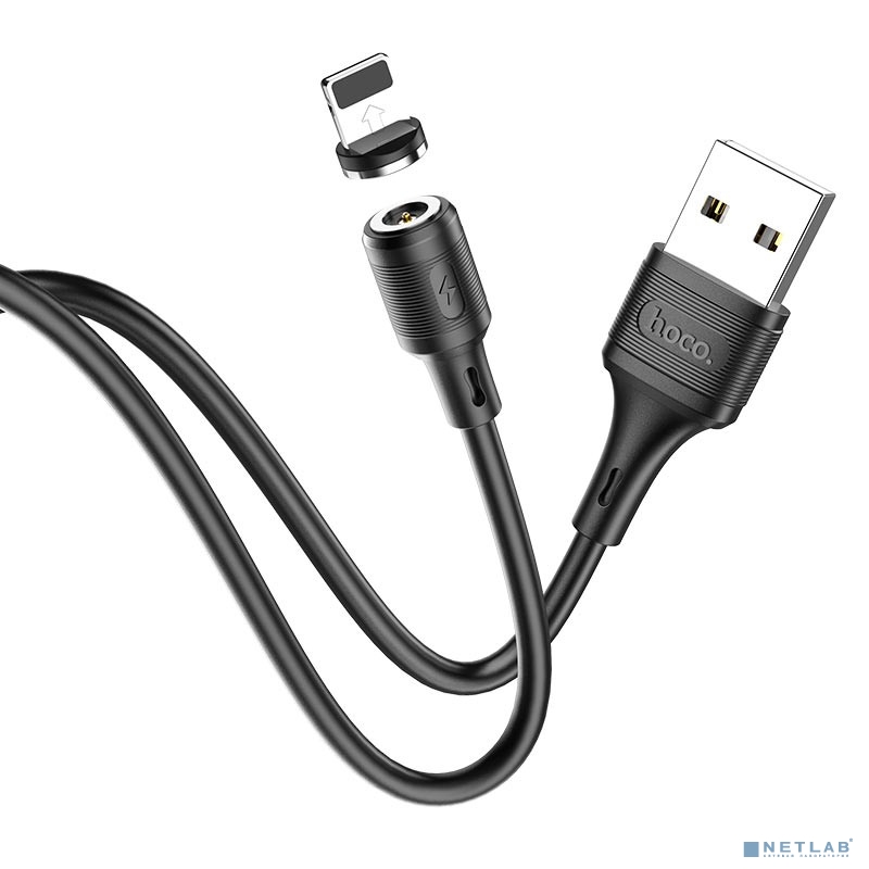 HOCO HC-35522 X52/ USB кабель Lightning/ Магнитный: только зарядка/ 1m/ 2A/ Нейлон/ Black