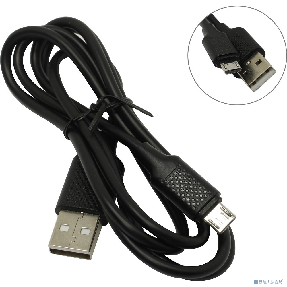 Harper USB A - Micro USB, BCH-321 Black (Кабель (ПВХ) для зарядки и синхронизации, 2A, Быстрая зарядка.)