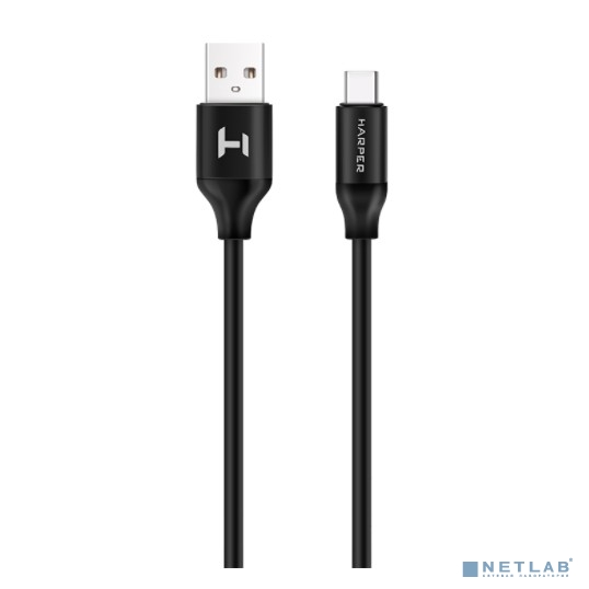 Harper USB - USB type-C, SCH-732 black (Силиконовый Кабель для зарядки и синхронизации, 2м, Металлический штекер на концах. Способны заряжать устройства до 2х ампер)
