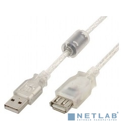 Cablexpert Кабель удлинитель USB2.0 Pro, AM/AF, 3м, экран, 2 феррит.кольца, прозрачный (CCF-USB2-AMAF-TR-10)