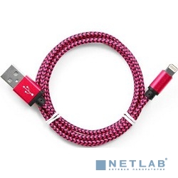Gembird Кабель USB 2.0 Cablexpert CC-ApUSB2pe1m, AM/Lightning 8P, 1м, нейлоновая оплетка, алюминиевые разъемы, фиолетовый, пакет