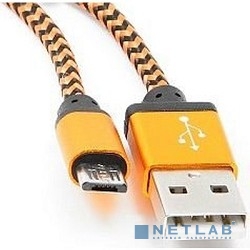 Gembird Кабель USB 2.0 Cablexpert CC-mUSB2oe1m, AM/microBM 5P, 1м, нейлоновая оплетка, алюминиевые разъемы, оранжевый, пакет