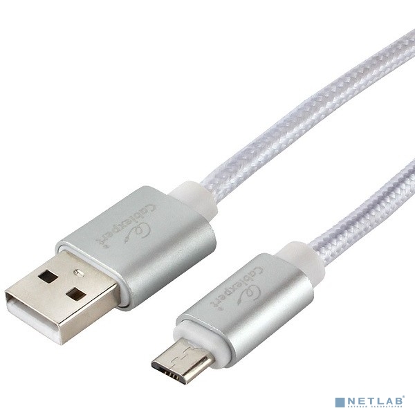 Cablexpert Кабель USB 2.0 CC-U-mUSB02S-1.8M	 AM/microB, серия Ultra, длина 1.8м, серебристый, блистер