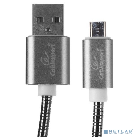 Cablexpert Кабель USB 2.0 CC-G-mUSB02Gy-0.5M AM/microB, серия Gold, длина 0.5м, титан, блистер