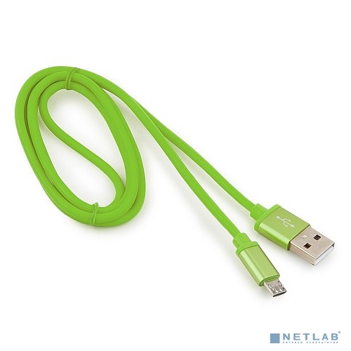 Cablexpert Кабель USB 2.0 CC-S-mUSB01Gn-1M, AM/microB, серия Silver, длина 1м, зеленый, блистер