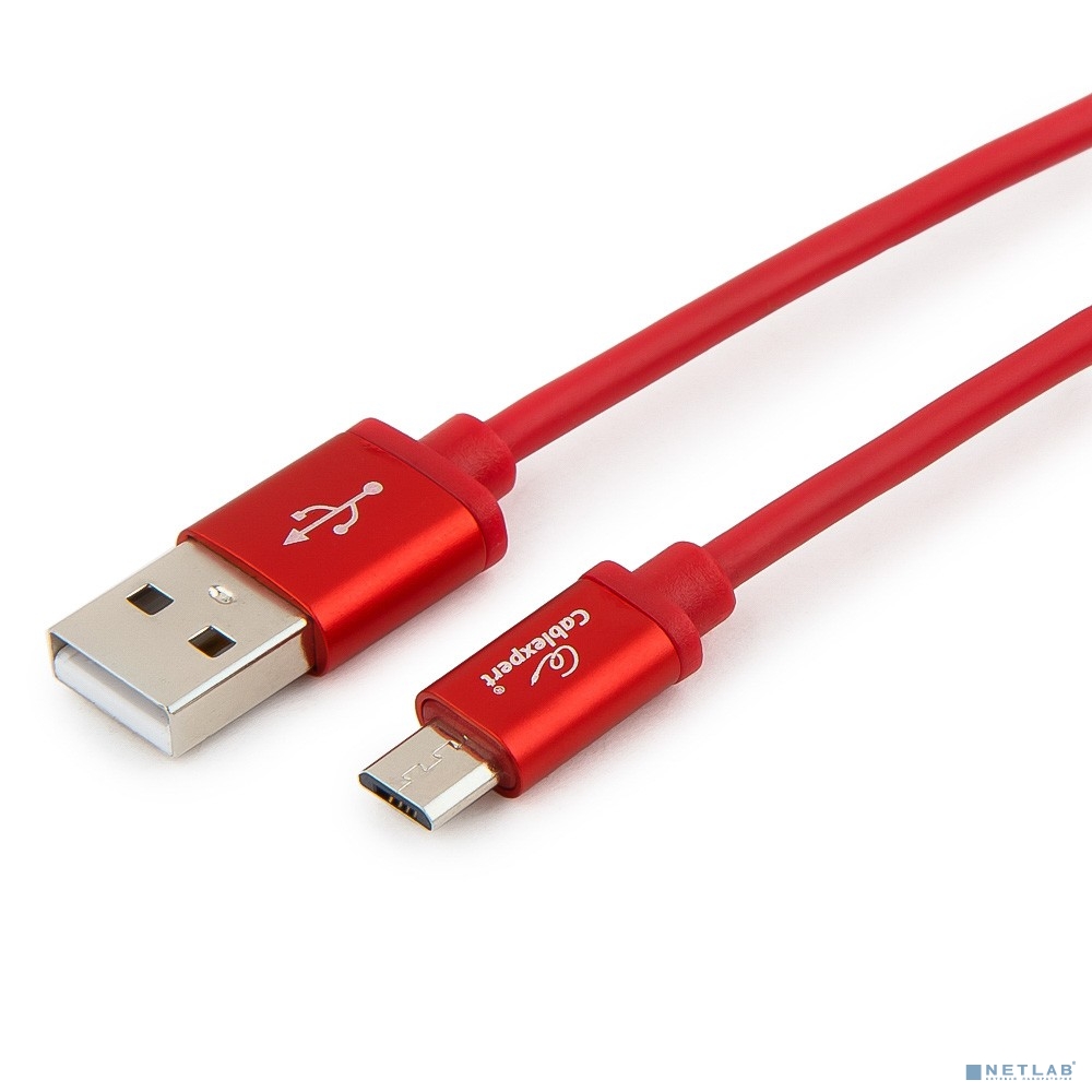 Cablexpert Кабель USB 2.0 CC-S-mUSB01R-1.8M, AM/microB, серия Silver, длина 1.8м, красный, блистер