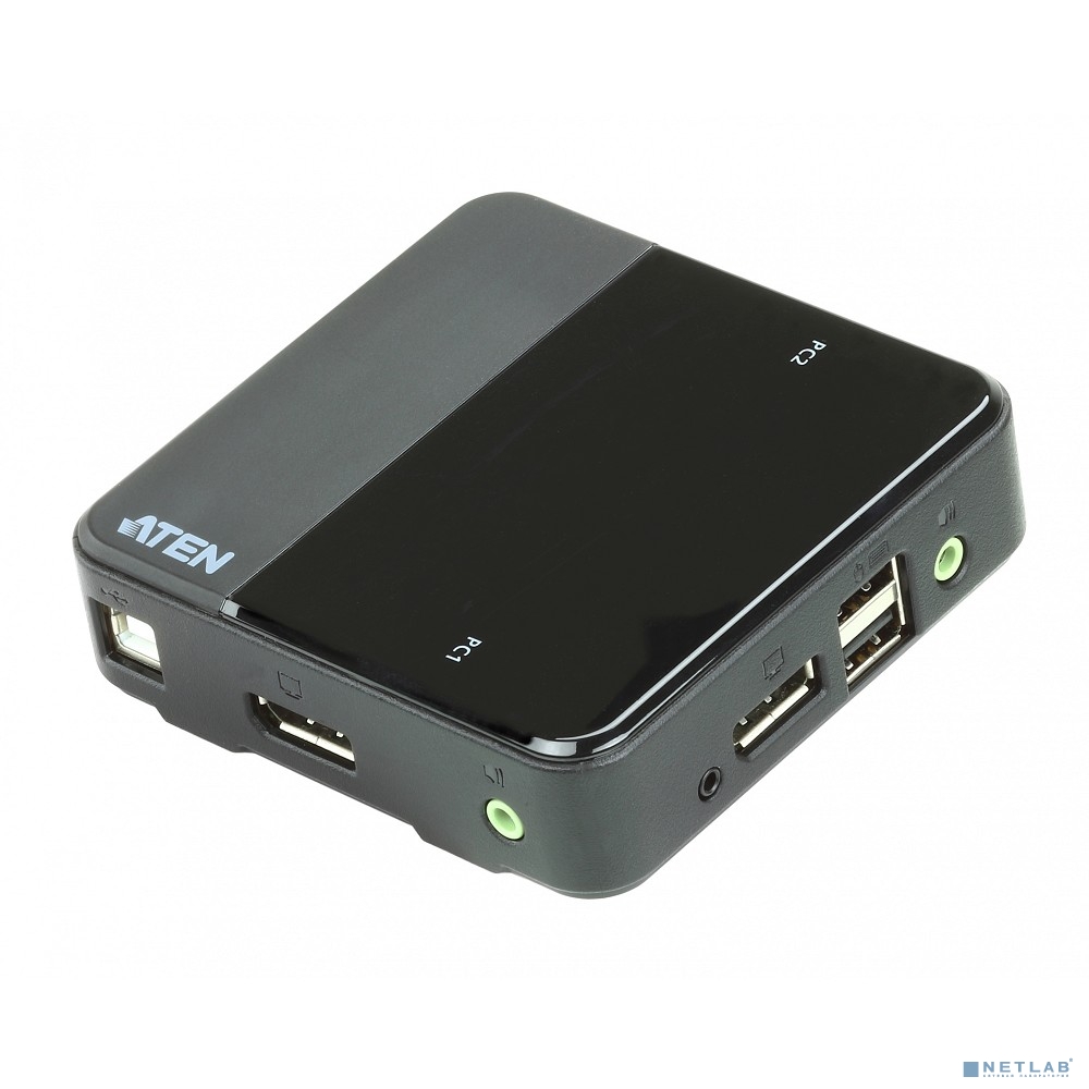 Переключатель KVM ATEN  CS782DP-AT KVM+Audio+USB 2.0,  1 user USB+DisplayPort+AUDIO =>  2 cpu USB+DisplayPort+AUDIO, со шнурами USB/AUDIO 2х1.8м.+ Dis