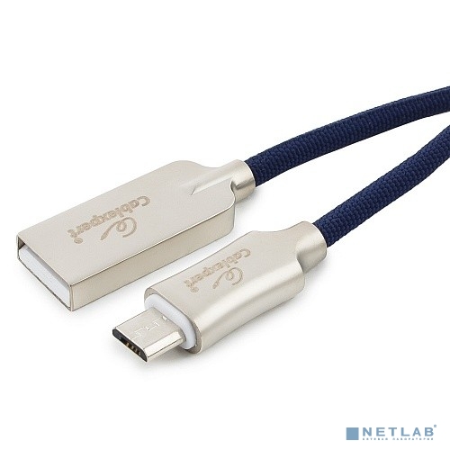 Cablexpert Кабель USB 2.0 CC-P-mUSB02Bl-1.8M AM/microB, серия Platinum, длина 1.8м, синий, блистер	