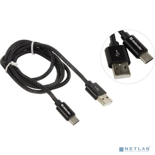 Defender USB кабель USB09-03T PRO USB2.0 Черный, AM-Type-C, 1m, 2.1A (87814)