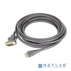 Кабель HDMI-DVI Gembird, 10м, 19M/19M, single link, черный, позол.разъемы, экран [CC-HDMI-DVI-10MC]