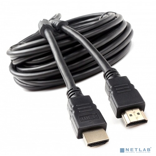 Cablexpert Кабель HDMI CCF2-HDMI4-10M, 10м, v1.4, 19M/19M, черный, позол.разъемы, экран, 2 ферр кольца, пакет