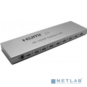 ORIENT HDMI 4K Splitter HSP0108H-2.0, 1->8, HDMI 2.0/3D, UHDTV 4K/ 60Hz (3840x2160)/HDTV1080p, HDCP2.2, EDID управление, RS232 порт, IR вход, внешний БП 5В/3А, метал.корпус (30467)