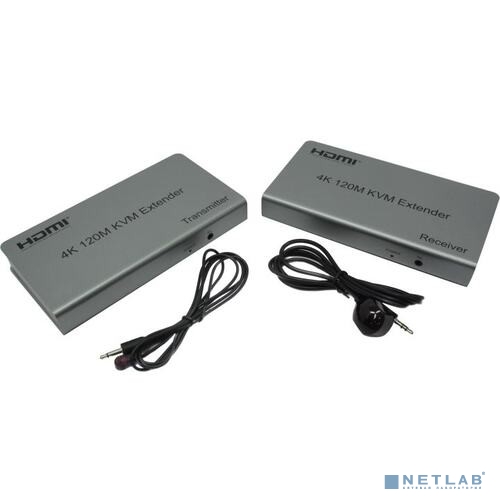 ORIENT VE051, HDMI KVM extender, HDMI+USB+Audio удлинитель до 120 м по витой паре Cat5e/6, HDMI 1.4, 4K@30Hz/1080p@60Hz, HDCP, передача ИК сигнала управления, пит. от вн.БП 5В/1А, метал.корп.(31068) 