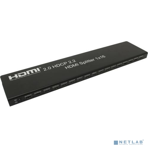 ORIENT HSP0116H-2.0, HDMI 4K Splitter 1->16, HDMI 2.0/3D, HDR, UHDTV 4K/ 60Hz (3840x2160)/HDTV1080p, HDCP2.2, EDID управление, RS232 порт, IR вход, внешний БП 5В/3А, метал.корпус (31097)