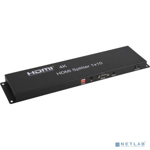 ORIENT HSP0110H, HDMI 4K Splitter 1->10, HDMI 1.4/3D, UHDTV 4K(3840x2160)/HDTV1080p/1080i/720p, HDCP1.2, EDID управление, RS232 порт, IR вход, внешний БП 12В/2А, метал.корпус (31036)
