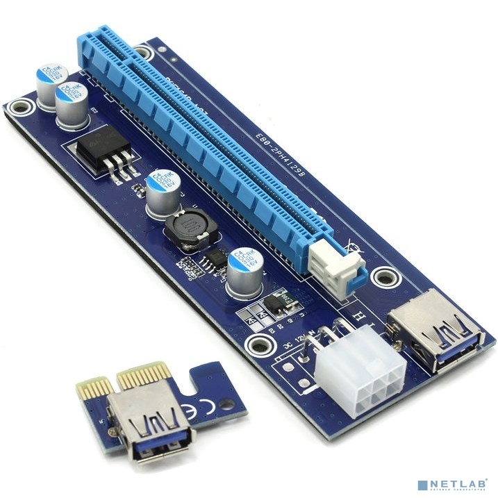 Espada Переходник/удлинитель (Riser) PCI-Ex1 (M) -> PCI-Ex16 (F)(ver009s), с питанием, 80cm (EPCIeKit) (43370)