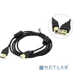 Exegate EX138947RUS Кабель USB 2.0 A-->B 3м Exegate 2 фильтра, позолоченные контакты