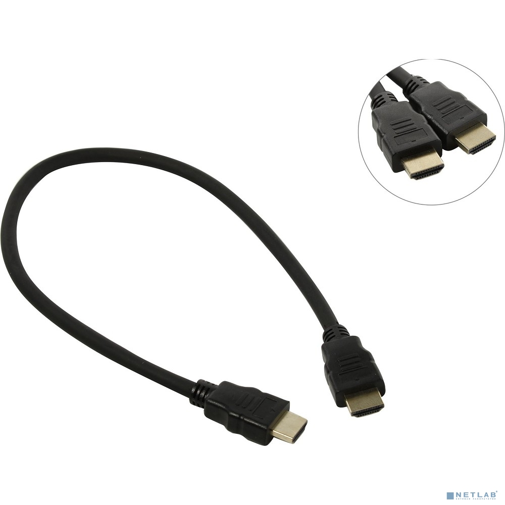 Exegate EX287728RUS Кабель HDMI ExeGate EX-CC-HDMI2-0.5 (19M/19M, 0,5м, v2.0, 4K UHD, Ethernet, позолоченные контакты)