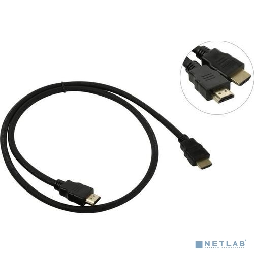 Exegate EX287729RUS Кабель HDMI ExeGate EX-CC-HDMI2-1.0 (19M/19M, v2.0, 1м, 4K UHD, Ethernet, позолоченные контакты)