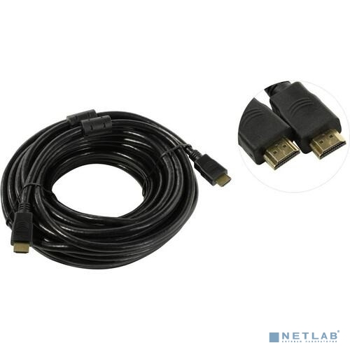 Exegate EX287727RUS Кабель HDMI ExeGate EX-CC-HDMI2-15.0F (19M/19M, v2.0, 15м, 4K UHD, Ethernet, ферритовые кольца, позолоченные контакты)