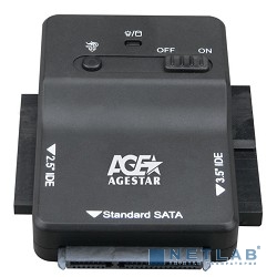 AgeStar 3FBCP1, Переходник 2.5"SSD+ 2.5"/3.5"IDE+ 2.5"/3.5"SATA->USB3.0  пластик, черный, BackUp, блок питания