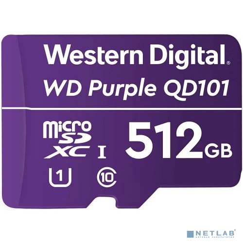 Карта памяти WD Purple SC QD101 Ultra Endurance MicroSDXC WDD512G1P0C 512ГБ Class 10 UHS 1 (U1) для видеонаблюдения