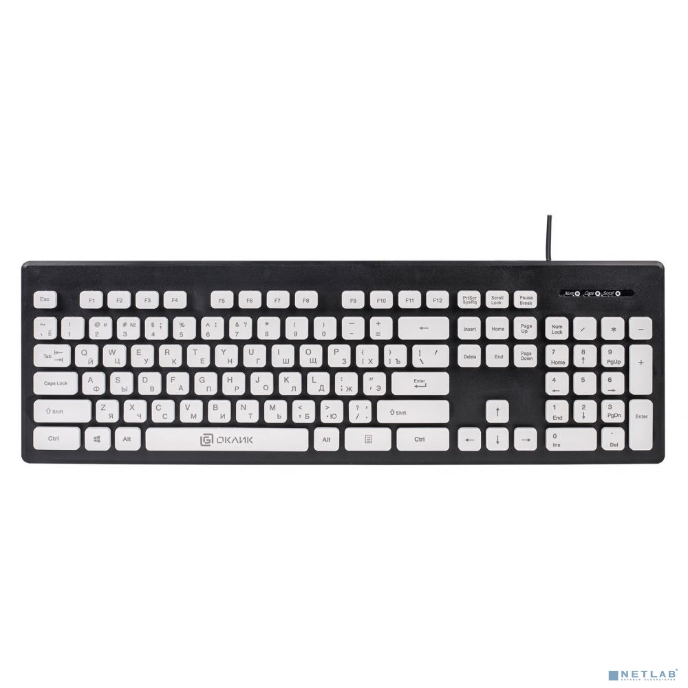Клавиатура Oklick 580M черный/белый USB slim Multimedia [483493]