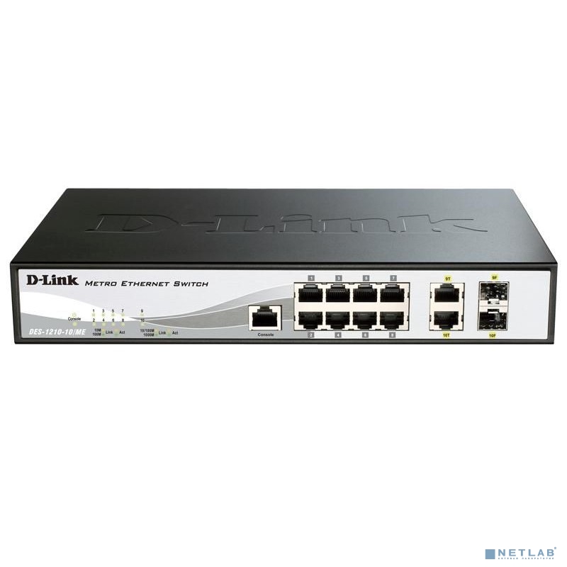 D-Link DGS-1210-10/ME/B1A Коммутатор 2 уровня с 8 портами 10/100/1000Base-T и 2 портами 1000Base-X SFP 