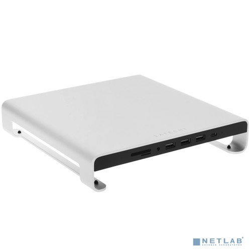 Satechi Type-C Aluminum iMac Stand with Built-in USB-C Data, USB 3.0, Micro/SD Card – Silver   