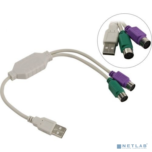 Telecom Кабель USB A->2xPS/2 (подключение PS/2 клав и мыши к USB порту) <TUS7057>