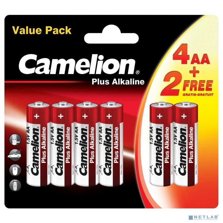 Camelion  LR6  Plus Alkaline 4+2 (4+2LR6-BP, батарейка,1.5В)