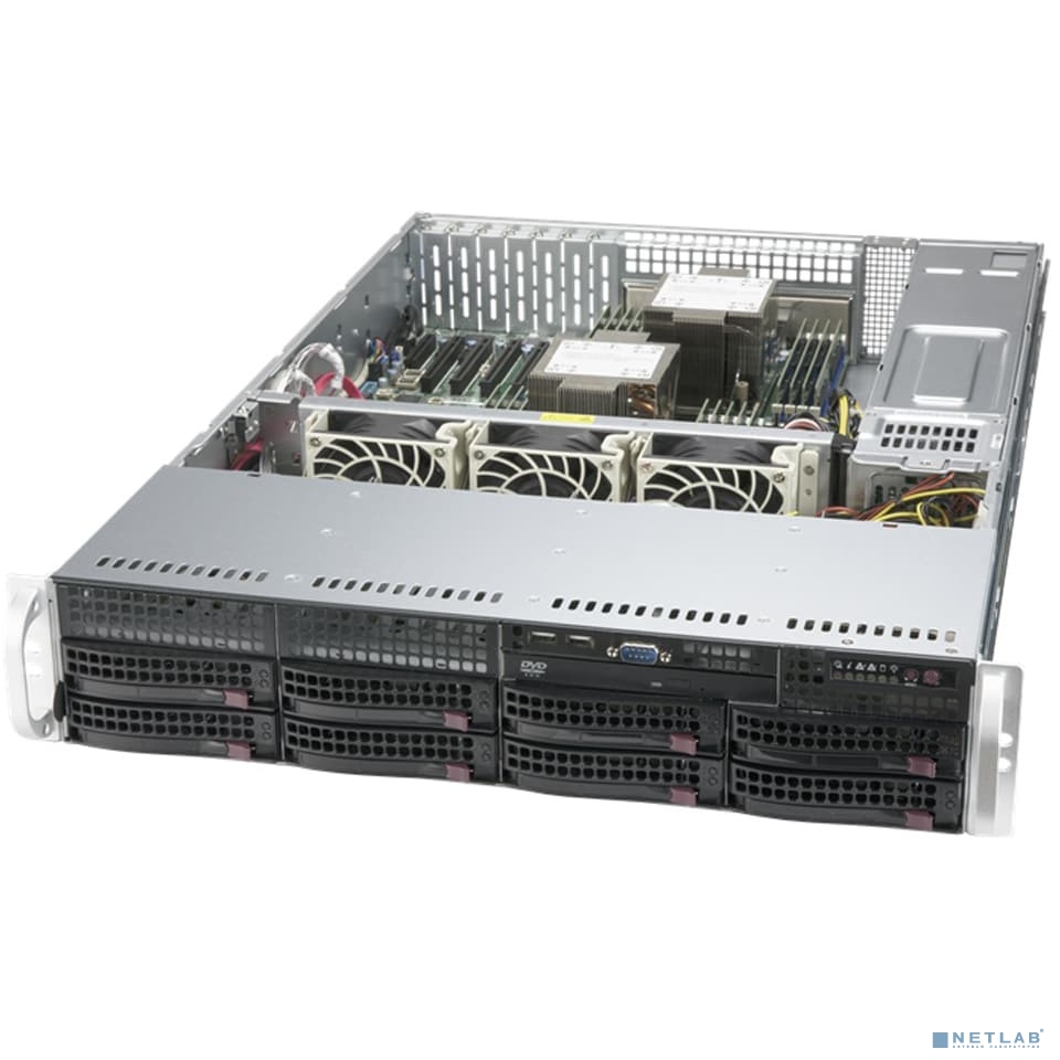 Supermicro SYS-620P-TRT Серверная платформа (2U, 2 x LGA4189, Intel C621A, 16 x DDR4, 8 x 3.5" SATA, 2x10 Gigabit Ethernet (10 Гбит/с), 1200 Вт)
