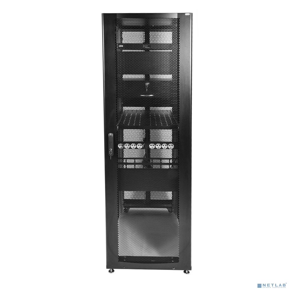 ЦМО Шкаф серверный ПРОФ напольный 42U (600x1000) дверь перфорированная 2 шт., цвет черный, в сборе (ШТК-СП-42.6.10-44АА-9005) (1 коробка)